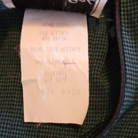 VTG L.A. Gal Micro Houndstooth Faux Full Button Zip Tie Back Dress 9/10 - Picture 5 of 6